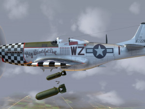 mustang p-51 d in flight 3D 模型