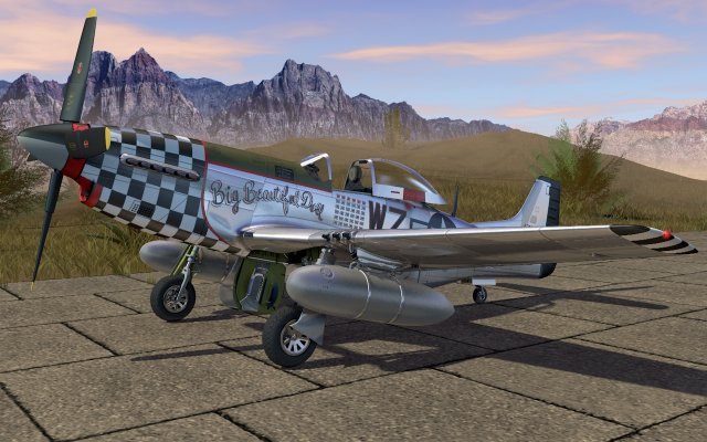 mustang p-51 d on the runway 3D Model .c4d .max .obj .3ds .fbx .stl .blend 
