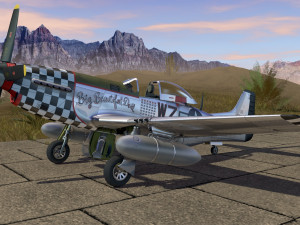 mustang p-51 d on the runway Model 3D