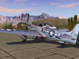 mustang p-51 d on the runway 3D Model