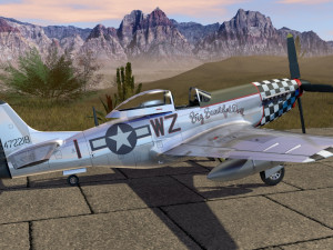 mustang p-51 d on the runway 3D Model
