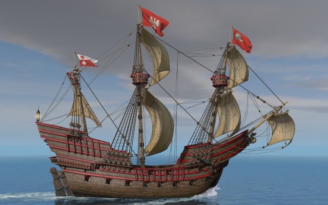 galeon dragon smok with sails Modelo 3D .c4d .max .obj .3ds .fbx .stl .blend 