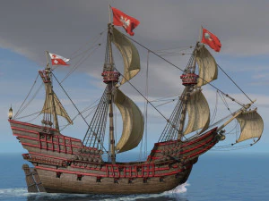 galeon dragon smok con velas Modelo 3D