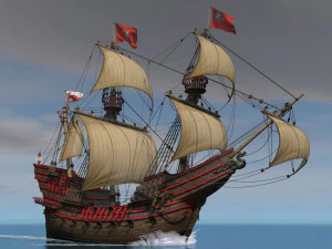 galeon dragon smok with sails 3D Model