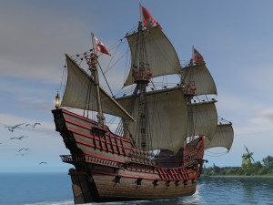 galeon dragon smok with sails Modelo 3D