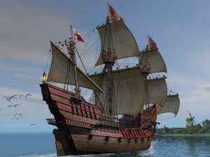 galeon dragon smok with sails 3D Model