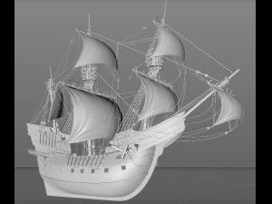 galeon dragon smok with sails 3D Model