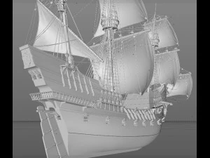 galeon dragon smok with sails 3D Model