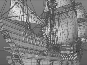galeon dragon smok with sails 3D Model