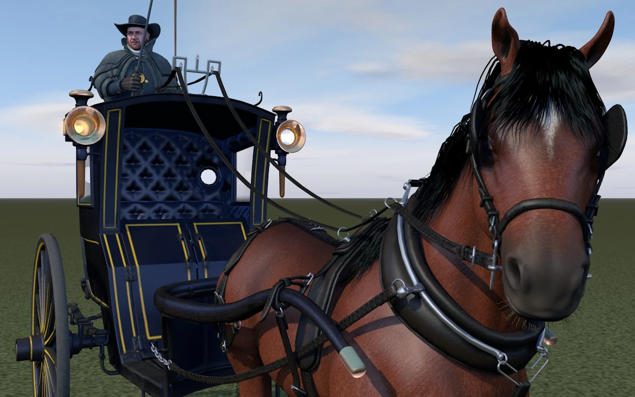london cab cabman horse rigging 3D Model .c4d .max .obj .3ds .fbx .stl .blend