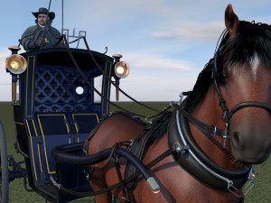 london cab cabman horse rigging Model 3D