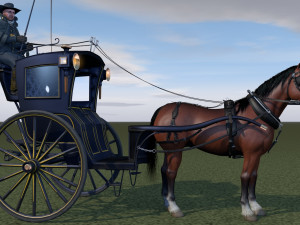 london cab cabman horse rigging Modelo 3D