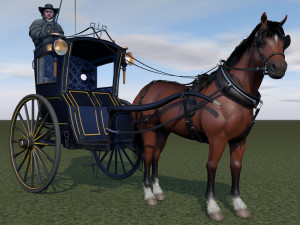 london cab cabman horse rigging Modelo 3D