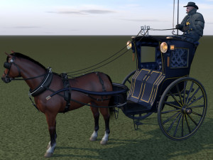 london cab cabman horse rigging Modelo 3D
