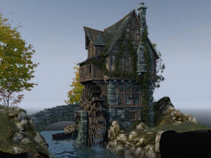 moulin à eau médiéval Modèle 3D