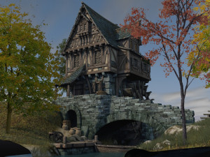 medieval watermill Modèle 3D