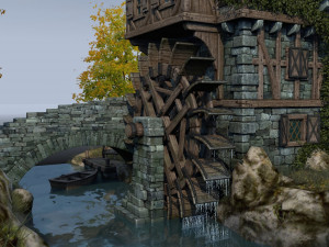 medieval watermill Modèle 3D