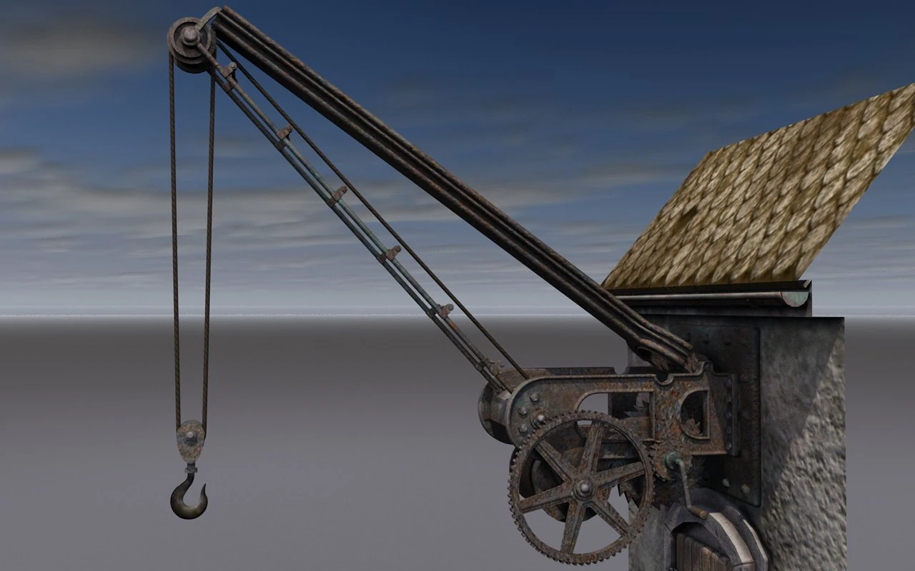 old port crane on the wall 3D Model .c4d .max .obj .3ds .fbx .stl .blend