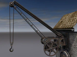 vieille grue portuaire sur le mur Modèle 3D