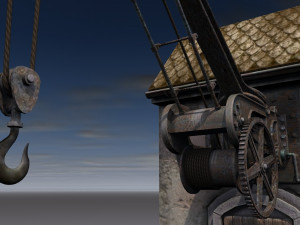 old port crane on the wall 3D Model