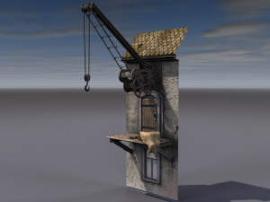old port crane on the wall 3D Model