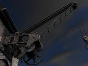 old port crane on the wall 3D Model
