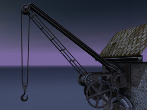 old port crane on the wall 3D Model