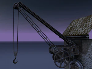 old port crane on the wall 3D Model