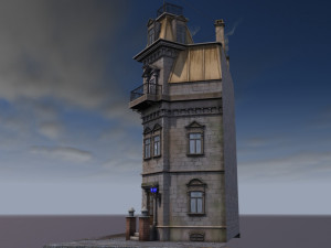 a building with a police station 3D-Modell