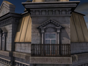 a building with a police station 3D-Modell