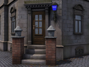 a building with a police station 3D-Modell