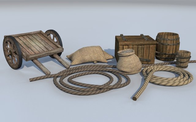 medieval goods set 2 Model 3D .c4d .max .obj .3ds .fbx .stl .blend 