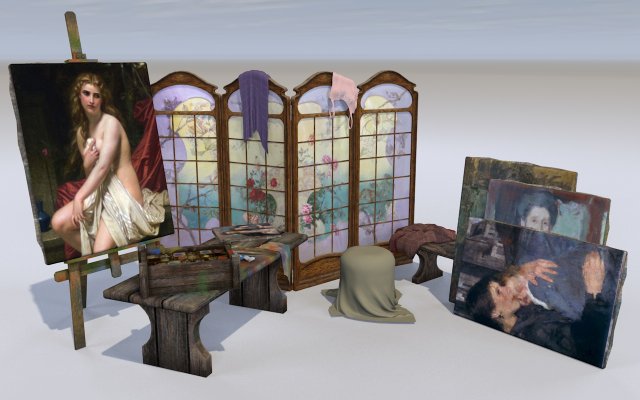 artistic set Model 3D .c4d .max .obj .3ds .fbx .stl .blend 