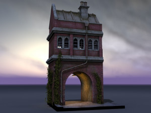victorian house with a gate 3D Model