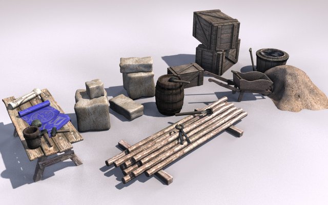 building materials set Model 3D .c4d .max .obj .3ds .fbx .stl .blend 