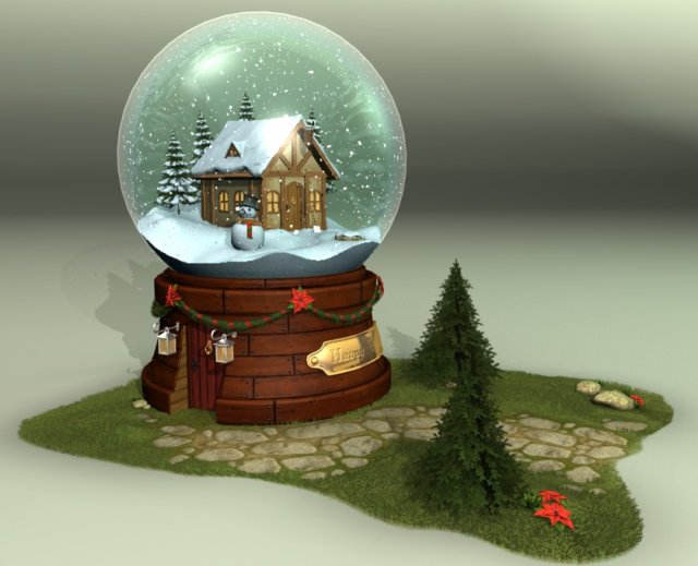 glass snow ball 3D Model .c4d .max .obj .3ds .fbx .stl .blend 