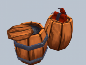 wooden tnt barrel with dynamite Modèle 3D
