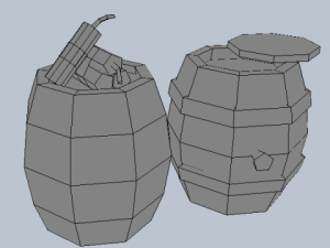 wooden tnt barrel with dynamite Modèle 3D