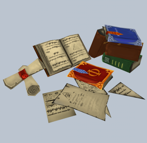 fentasy books and papers 3D Model .c4d .max .obj .3ds .fbx .stl .blend