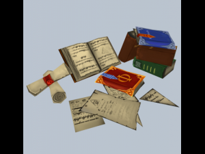 fentasy books and papers 3D मॉडल