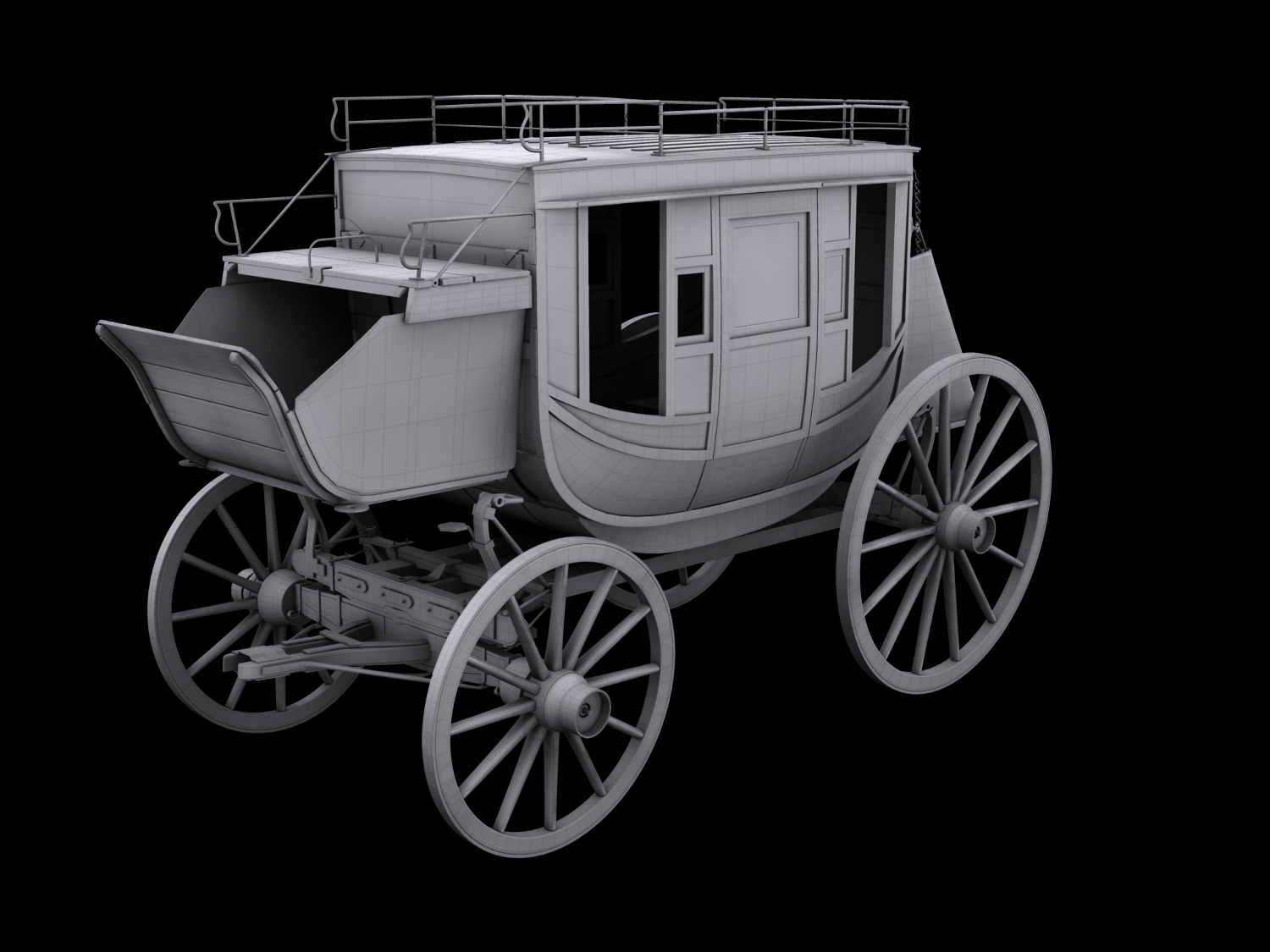 Abbott Downing Stage Coach 3D Model in Cart 3DExport