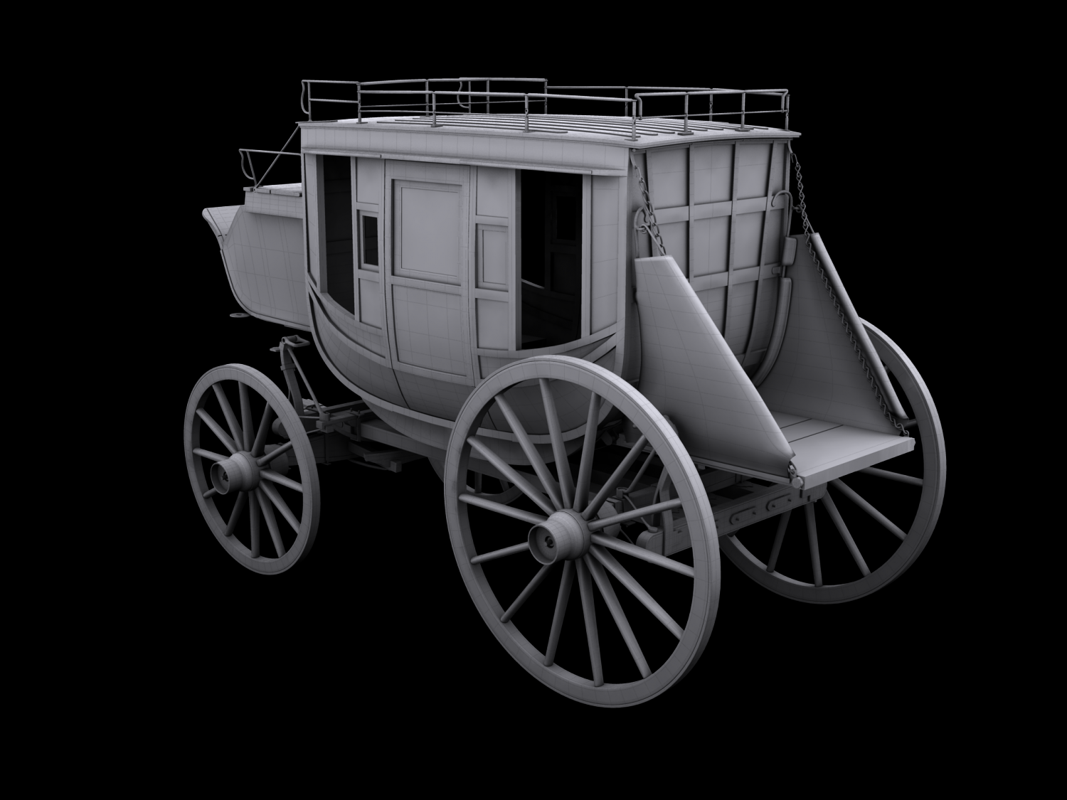 Abbott Downing Stage Coach 3D Model in Cart 3DExport