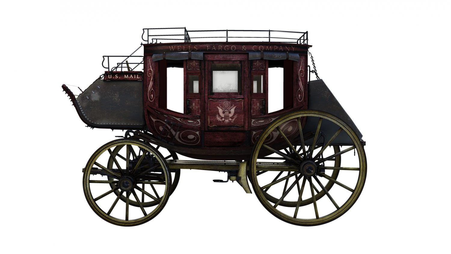abbott downing stage coach 3D Model .c4d .max .obj .3ds .fbx .stl .blend 