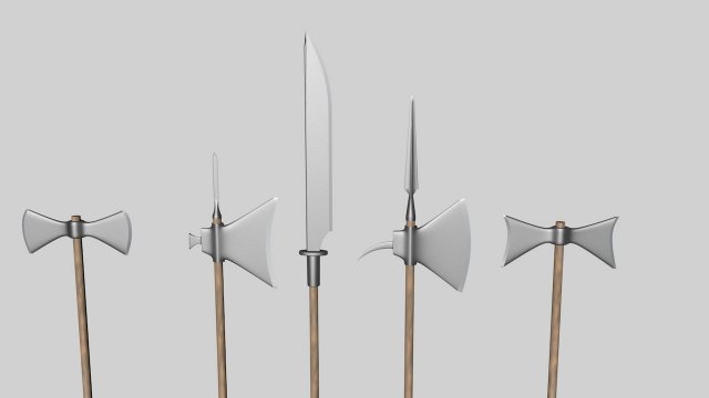 halberds and axes 3D 모델 .c4d .max .obj .3ds .fbx .stl .blend 