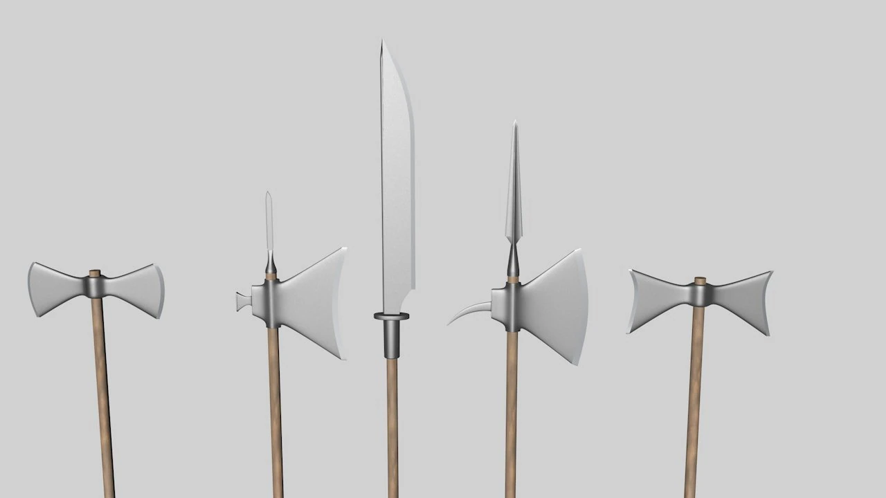 halberds and axes 3D Model .c4d .max .obj .3ds .fbx .stl .blend 