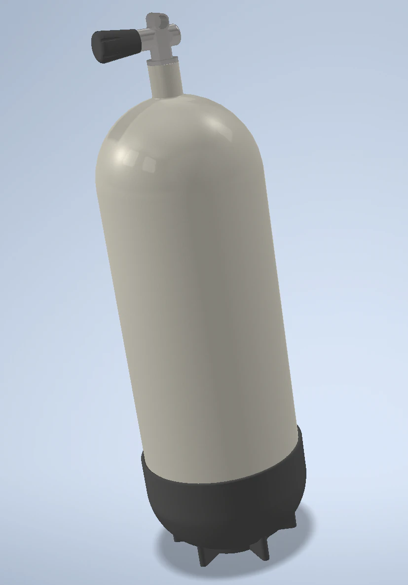 Dive cylinder tank 15L steel 3D Model .c4d .max .obj .3ds .fbx .stl .blend 