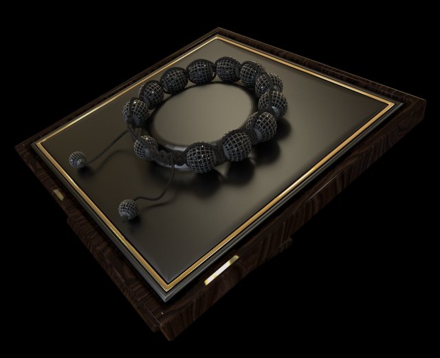 diamond bracelet with pave ball beads 3D 模型 .c4d .max .obj .3ds .fbx .stl .blend 