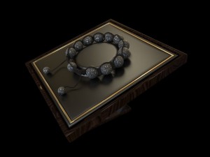 diamond bracelet with pave ball beads 3D 模型
