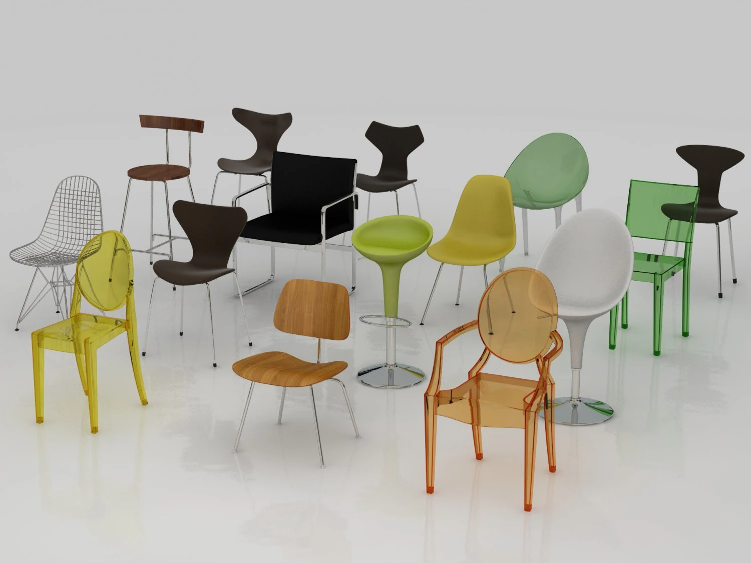 chair collection 3D Model .c4d .max .obj .3ds .fbx .stl .blend