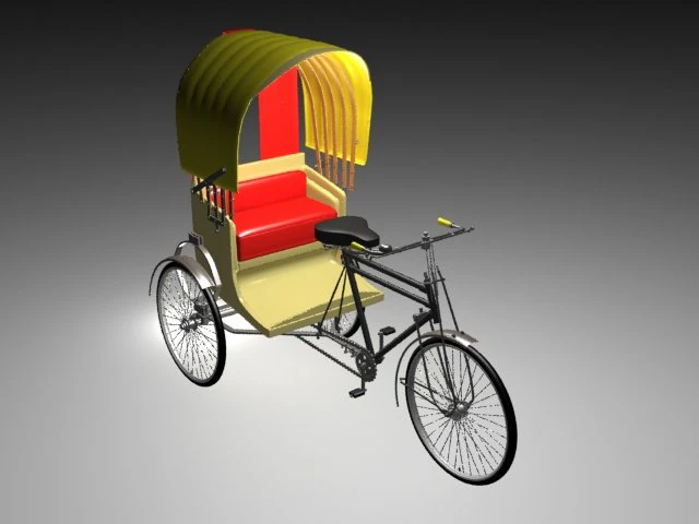 rickshaw 3D Model .c4d .max .obj .3ds .fbx .stl .blend 